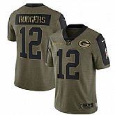 Nike Green Bay Packers 12 Aaron Rodgers 2021 Olive Salute To Service Limited Jersey Dzhi,baseball caps,new era cap wholesale,wholesale hats
